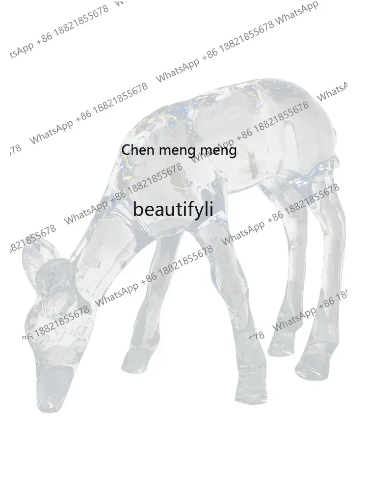 cn8617 ssShopping Mall Building Sales Office Sika Deer Modern Abstract Decorative Artwork Fortune Deer Transparent Ornaments Scu