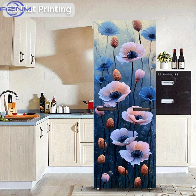 [2D Flat Printing] 1pc Refrigerator Sticker  Mist-Shrouded Beauty Theme Design Flat Drawing Self-Adhesive (Suitable for Smooth
