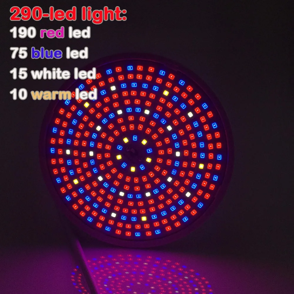 290 LED Grow Light E27 Bulb Full Spectrum Indoor room Plant Growing Lamp Hydroponic for  Flower Vegetable Plants Lighting V27