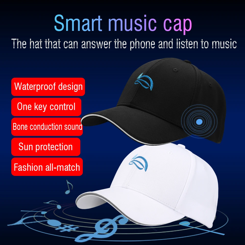 

New air Conduction Hat Headphones Bluetooth music Cap Rainproof Baseball Cap with Microphone for Men & Women