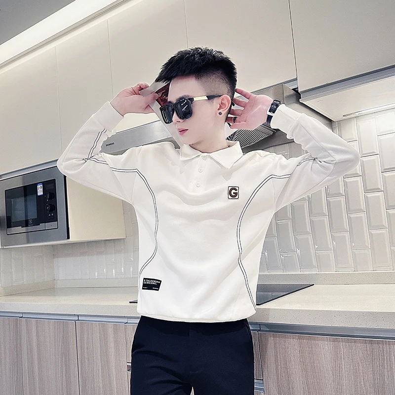 

Мужская толстовка с длинным рукавом малого размера, базовый слой, молодежная модная повседневная одежда, осенний сезон, цветная