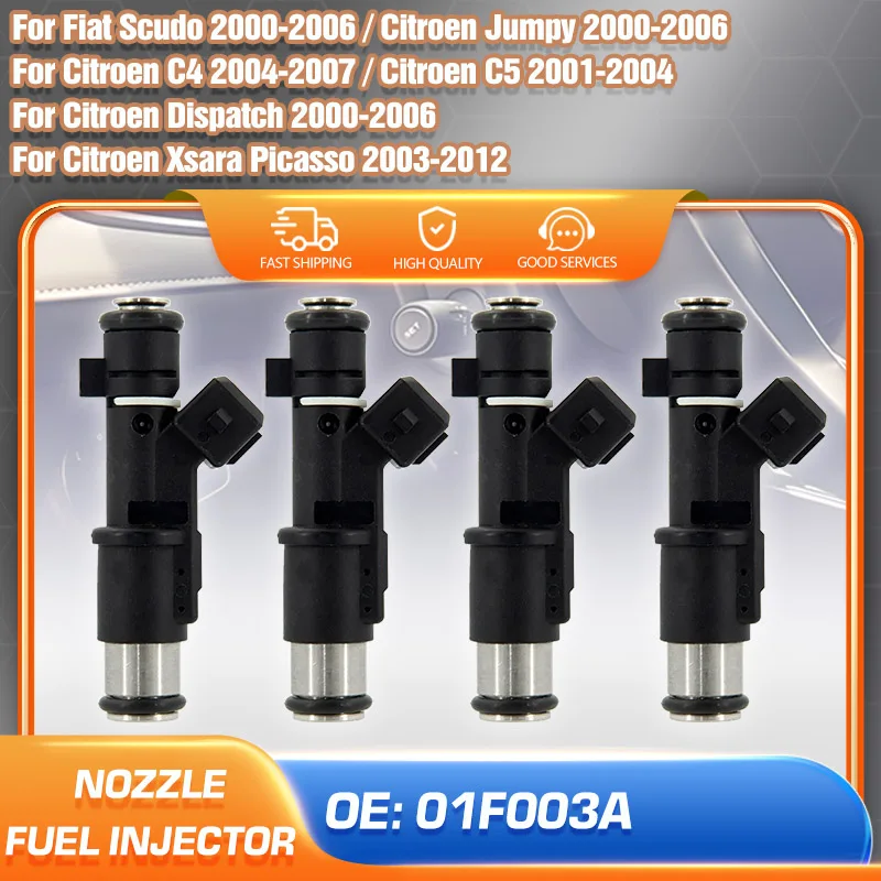 

Set of 4pcs Fuel Injectors Nozzle For Citroen Xsara Picasso C4 C5 Jumpy Dispatch Fiat Scudo Car Parts 01F003A 9632126780 1984.E2