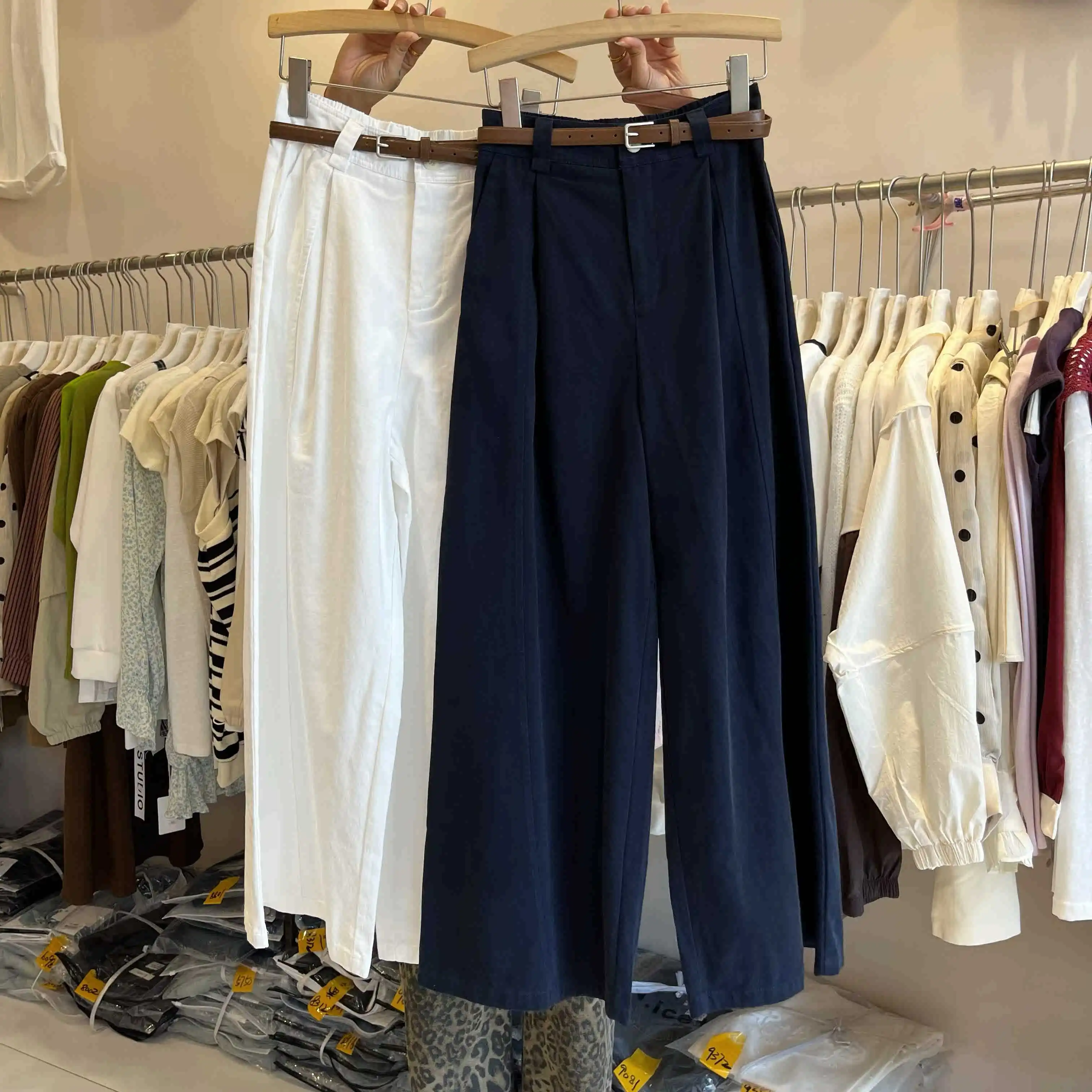 

Брюки женские быстросохнущие хлопковые летние молодежные хлопко-льняные уличные шнурки струящиеся эластичные легкие уличные брюки для городских сцен