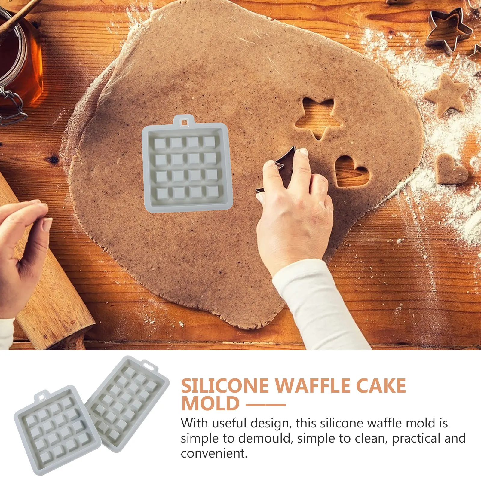 

2 Pcs Silicone Waffle Mold Cake Making Muffin Moulds for Baking Molds Silica Gel Child
