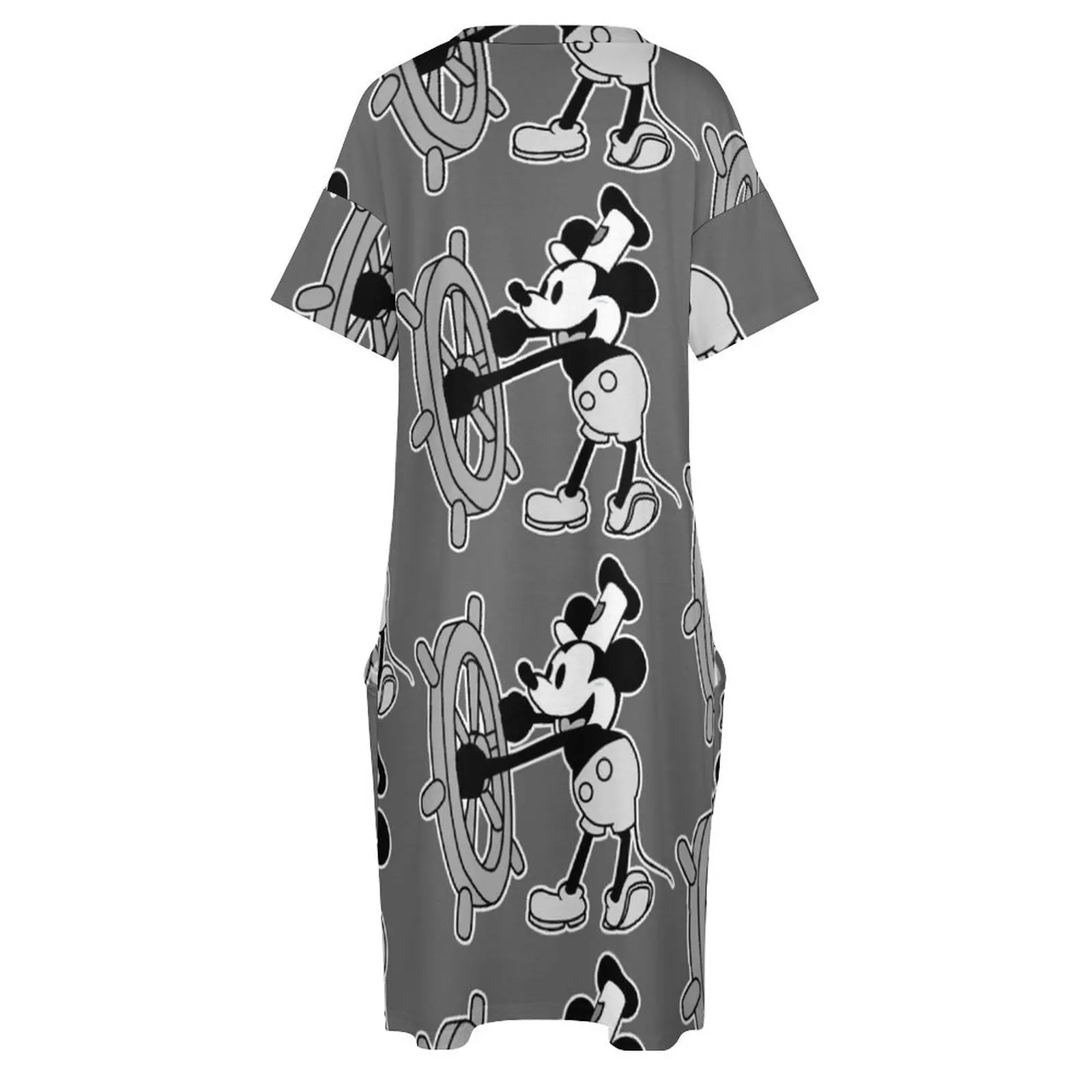 Steamboat Willie 1 Loose Pocket Dress เสื้อผ้าสําหรับผู้หญิง ชุดเดรสสําหรับสตรี