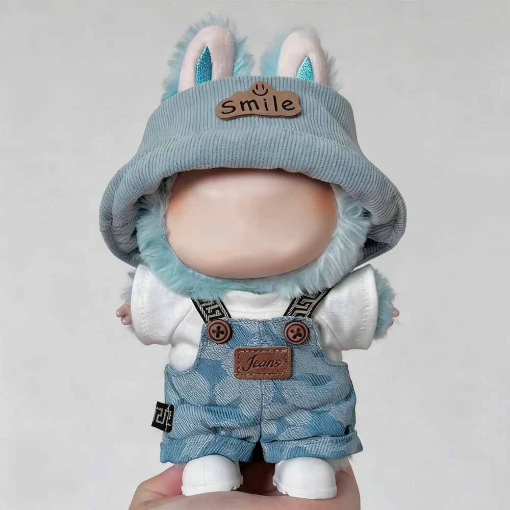 Vestiti per le bambole Vestito Tute da cowboy Set con accessorio per cappello per 17 cm Labubu V1V2V3 Giocattoli in cotone Decorazione Mini vestiti per bambole Festa