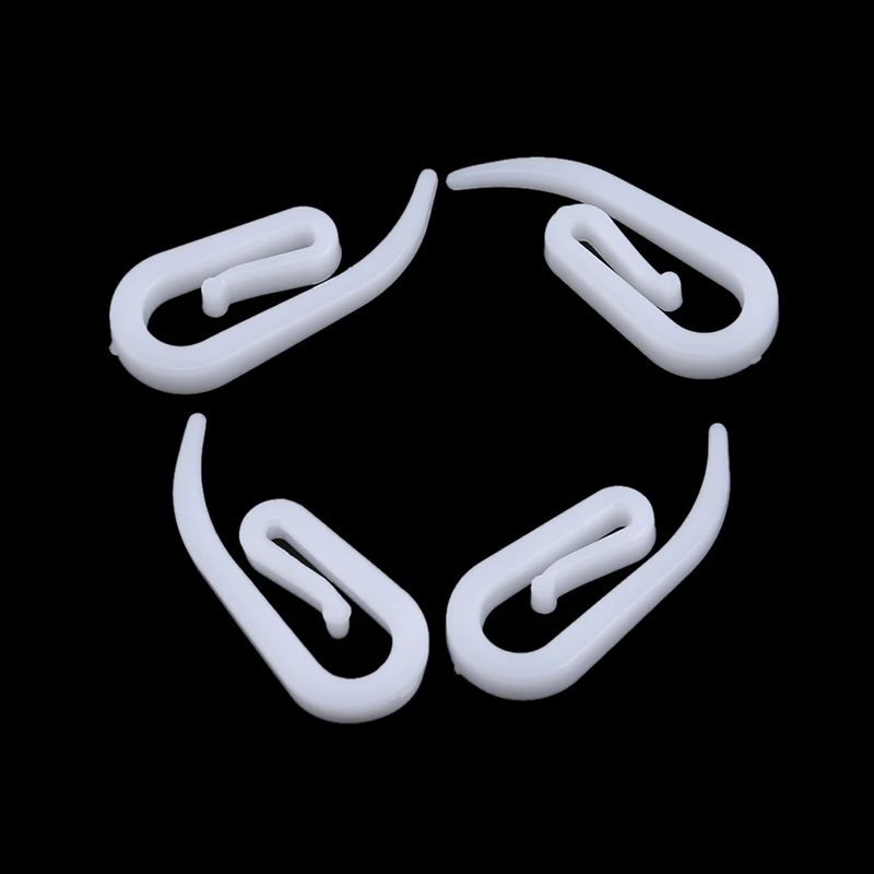 100/200pcs White Hanging Curtain Hooks Household Plastic Curtain Hooks Holder Window Hanger Curtain Poles Tracks Accessories
