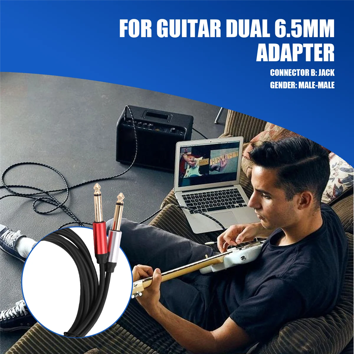 Beste 3,5 mm auf Dual 6,5 mm Adapter Jack Audiokabel 3,5 auf 6,5 AUX-Kabel 3,5 Jack Splitter für Gitarrenmixer Verstärker Bass