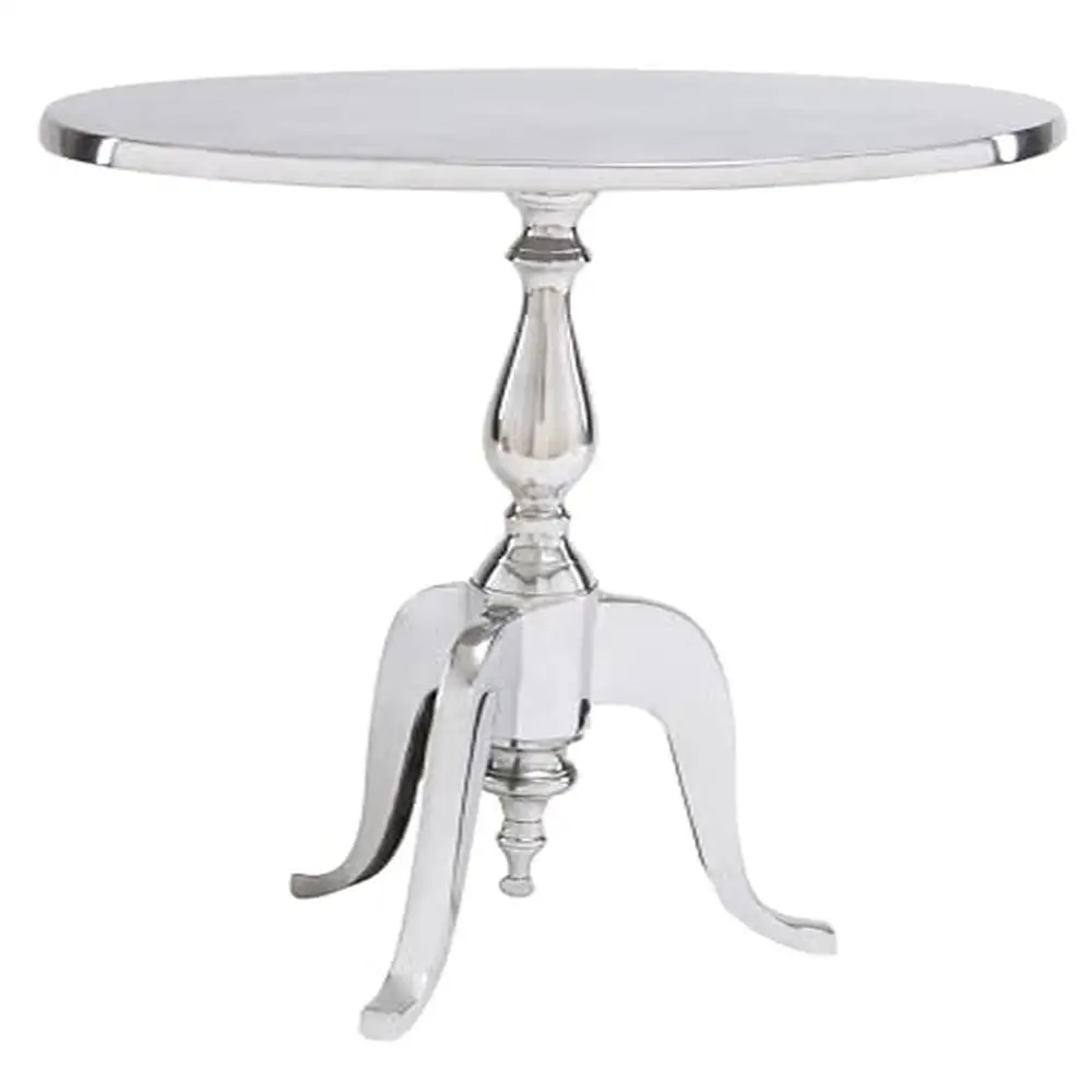 

Aluminum Oval Accent Table 18" x 12" x 22" Satin Silver Lightweight Sophisticated End Table 6.67 lbs Rich Old-World Textures