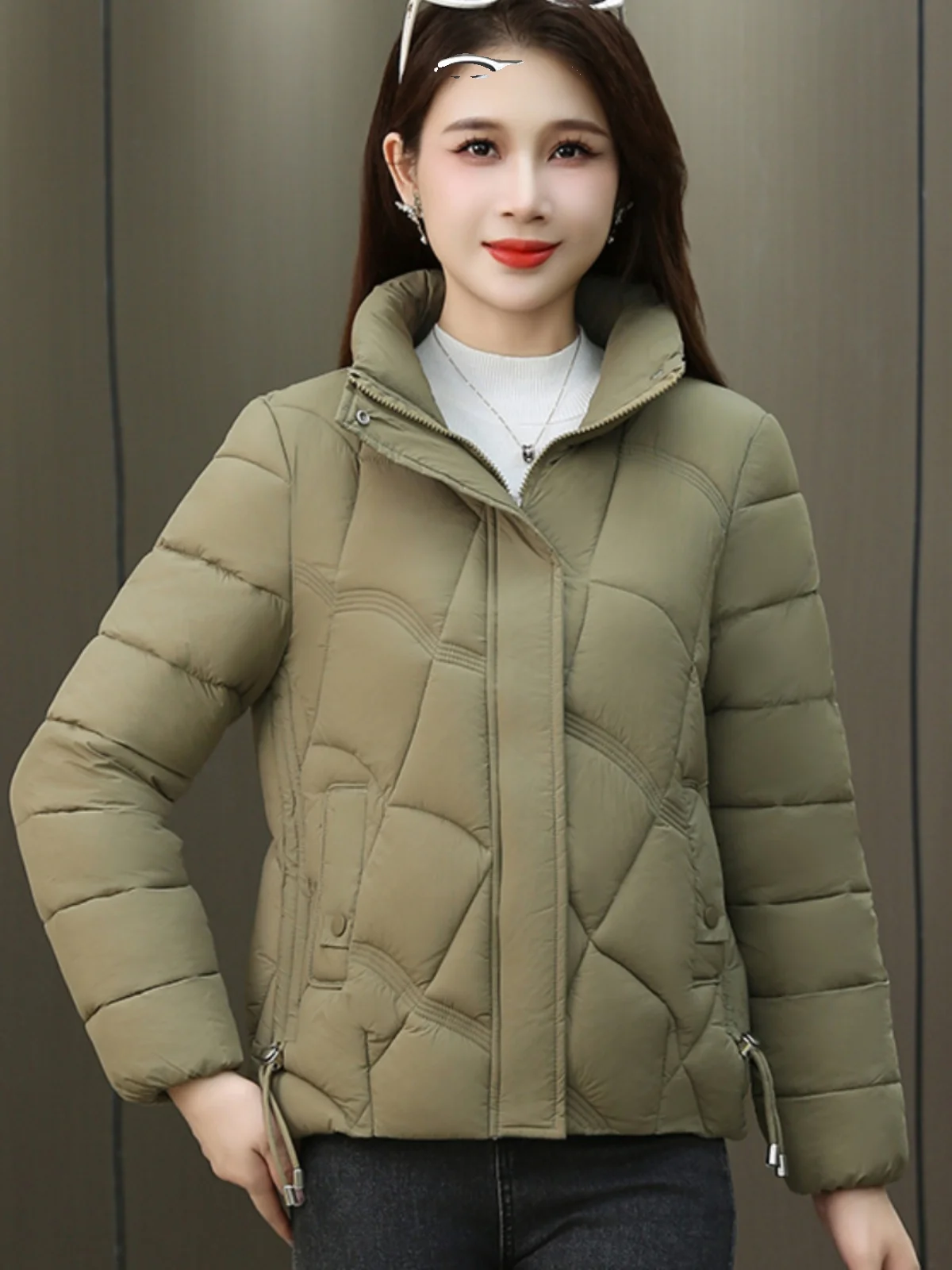

Women's ort Thiened Cotton Jaet Winter New Korean Sle Bread Coat Middle-aged Mom Winter Clothes Polyester Filling Zip...