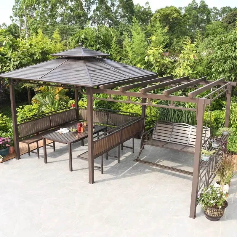 For Outdoor Gazebo Grape Trellis High End Villa Courtyard Garden Leisure Pavilion Terrace Open Air Roof Awning Durable Shade