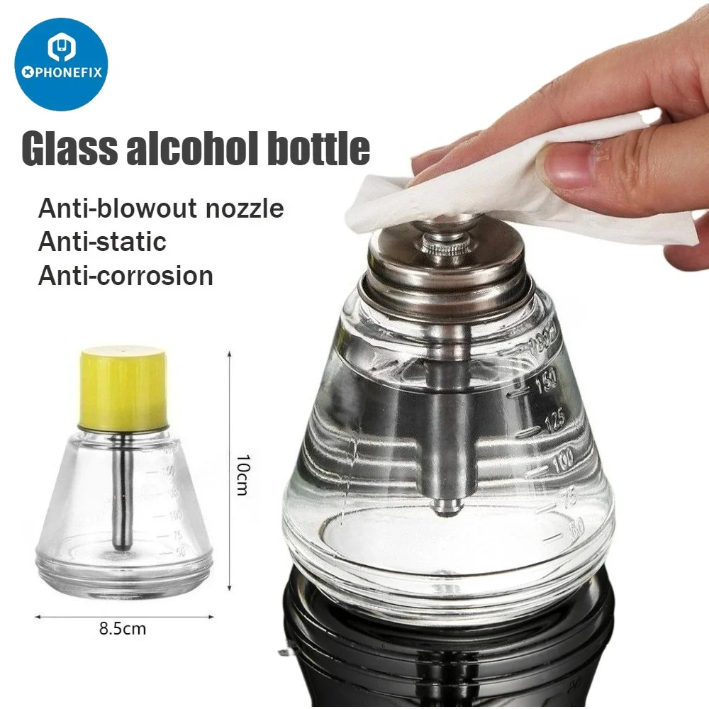 180ml Press Type Glass Alcohol Empty Bottle with Copper Core Anti-corrosion Transparent Solution Dispenser Cleaning Bottle
