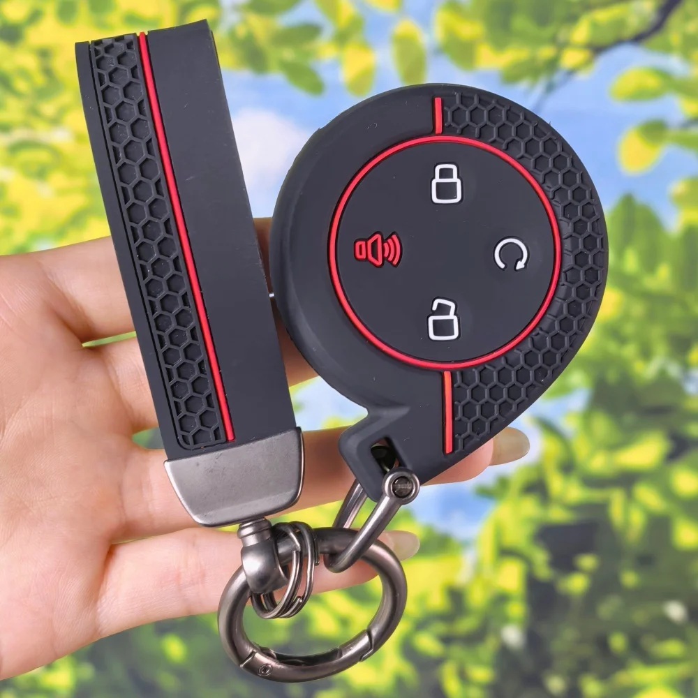 Anti-Scratch Rhombus Texture Key Guard With Keychain For Great Wall POER Truck GWM P Series Pickup Cannon Alpha Remote Key Cover