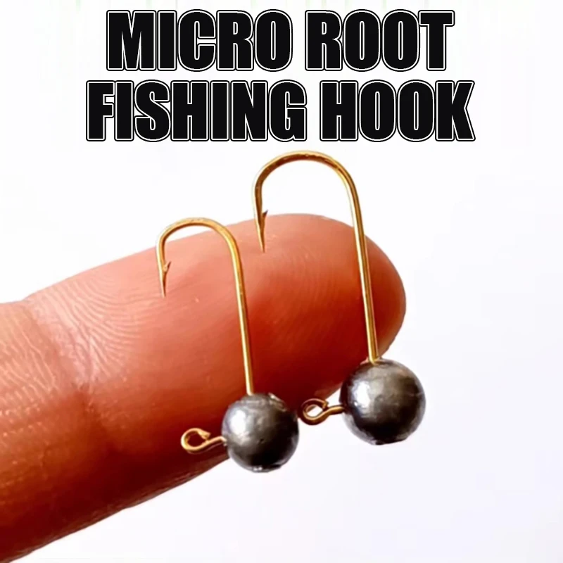 10pcs/lot Gold Color Micro-objects Round Head Root Fishing Lead Head Hooks Mini Crank Hooks Lua Fine Elongated Hooks