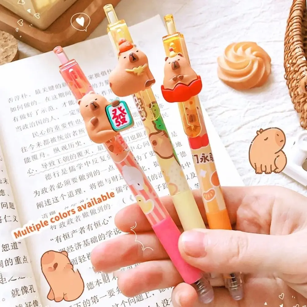 Stationery Blue Ink Capybara Gel Pen Kawaii Cartoon Erasable Pen 0.5mm Aesthetic Cute Writing Pen Office Supply