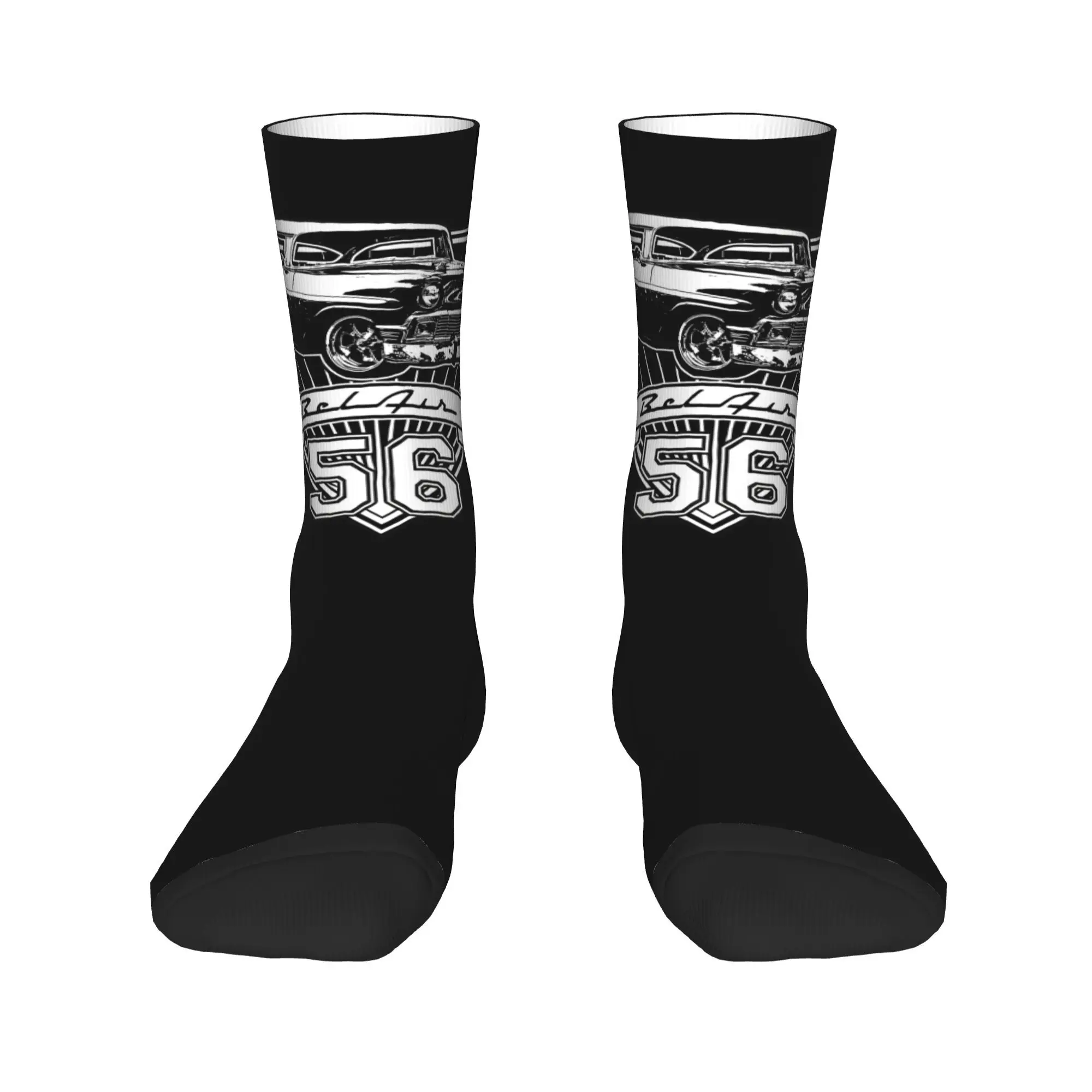 

1956 Chevy-Bel Air Car Street Hot Rod, антикварные носки Route 66, впитывающие пот чулки в стиле Харадзюку, длинные носки для подарков унисекс