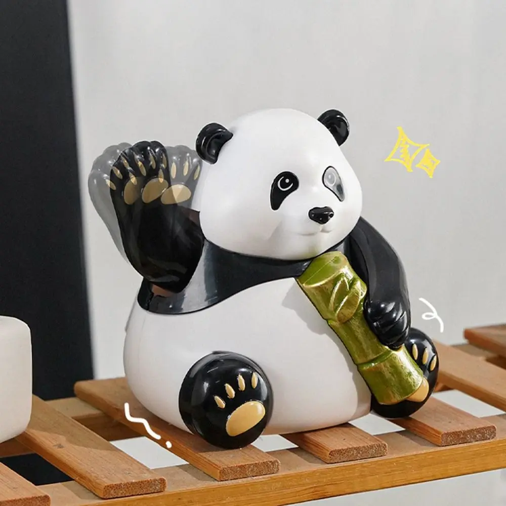 Automatic Wave Hands Panda Toys Bamboo Cartoon Simulation Panda Model Desktop Ornament Handcrafts Solar Power Wave Hands Toys