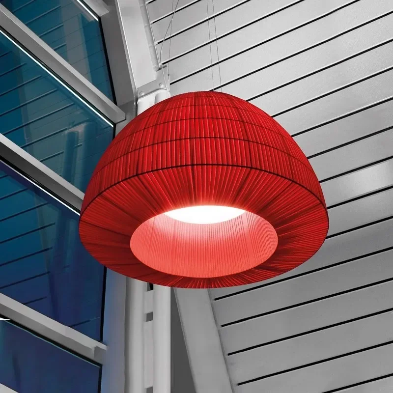 

Modern Nordic Fabric Red White Light Yellow Pendant Lamp Living Room Bedroom Restaurant Cloth Droplight Home Decor Chandelier