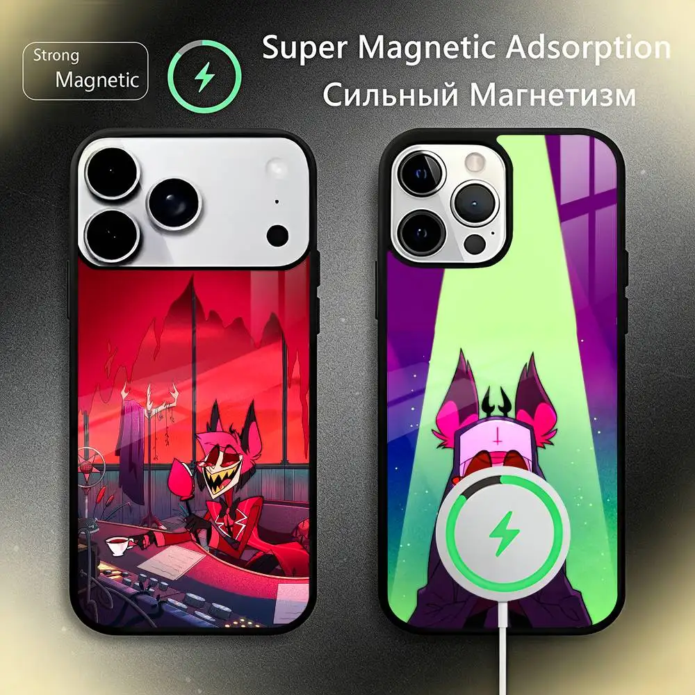 

H-Hazbin H-Hotel Alastor Phone Case For iPhone17,16,15,14,13,12,11 Plus,Pro Max, New Magnetic Wireless Charging