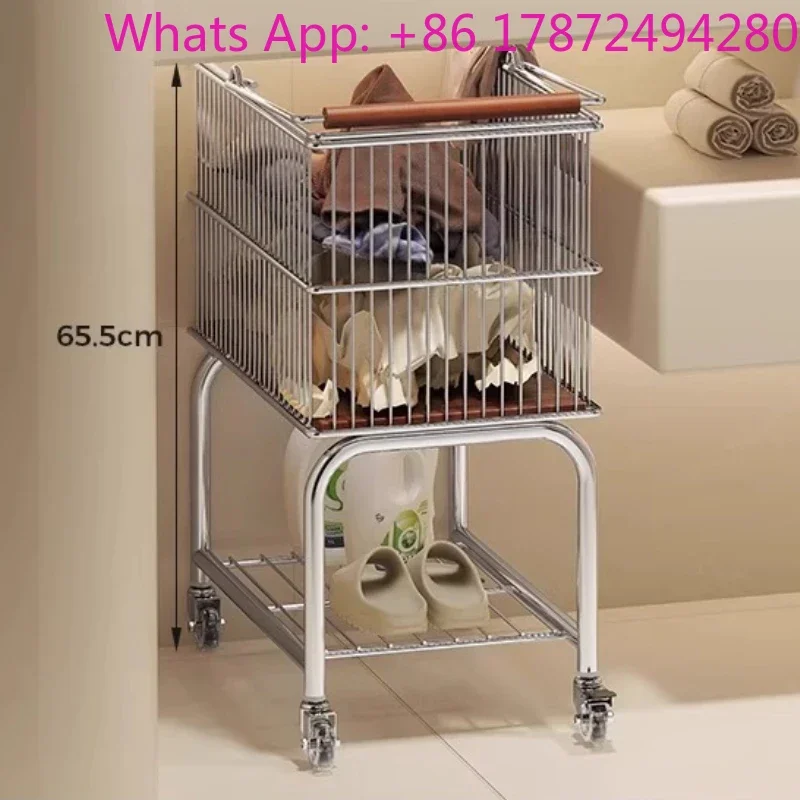 Collapsible Laundry Hamper – 2-Tier Rolling Cart, Brake Wheels & Foldable Design