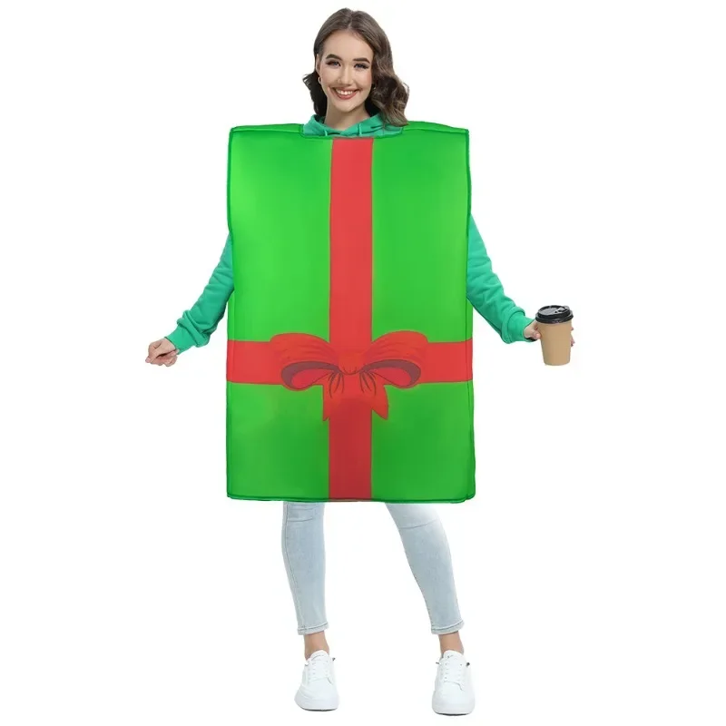 Christmas Box Cosplay Parent-Child Party Stage Performance Costume Unisex Fancy  Role Play Outfit Sponge Clothes Home Party