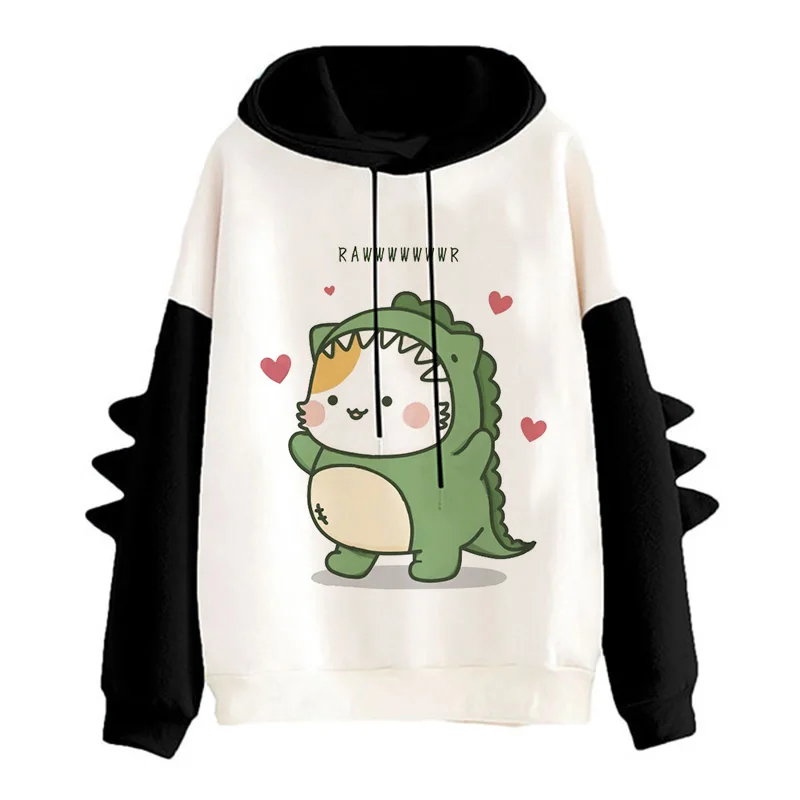 Hot Dinosaur Funny Cute Hoodie for Women Men Fashion Vintage Sweatshirt Gothic Hip Hop Streetwear Mange Graphic Pullovers Female