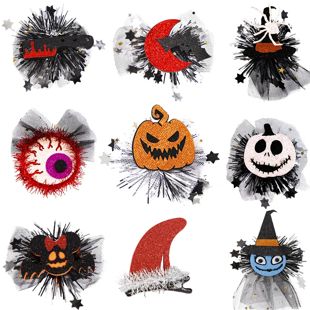 

Halloween hair clip party decoration spider pumpkin mesh accessories