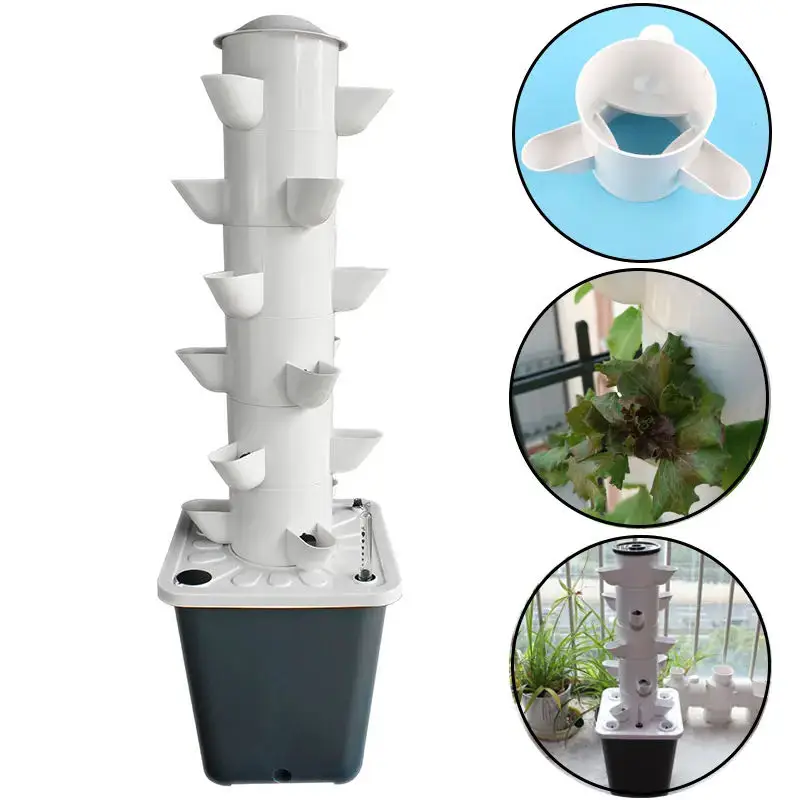 

Hydroponics Growing System, Vertical Tower, Greenhouse Kit for Leaf Vegetables, 6 Layers, 18 Plants Sites NFT