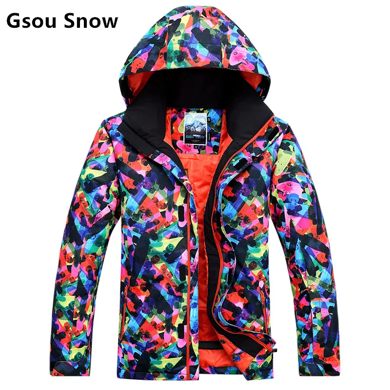 GSOU SNOE Men's ski suit Winter keep Warm waterproof windproof Outdoor Camping Skiing Snowboard Thicken Thermal Coat jackets