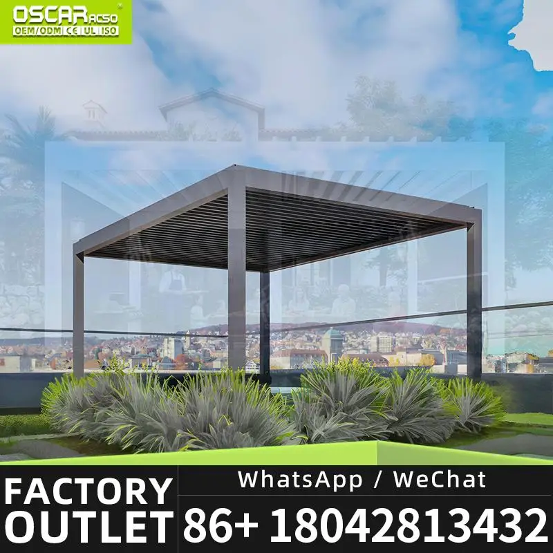 Waterproof Aluminum Louvered Pergola Modern Outdoor Garden 3X3 3X4 4X4 6X4m Bioclimatic Patio Gazebo Canopy Sun Shade Backyard D
