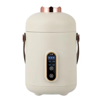 Panela elétrica multifuncional Mini fogão de arroz Mini panela quente portátil com alça de couro, doméstico, 220V, 600ml
