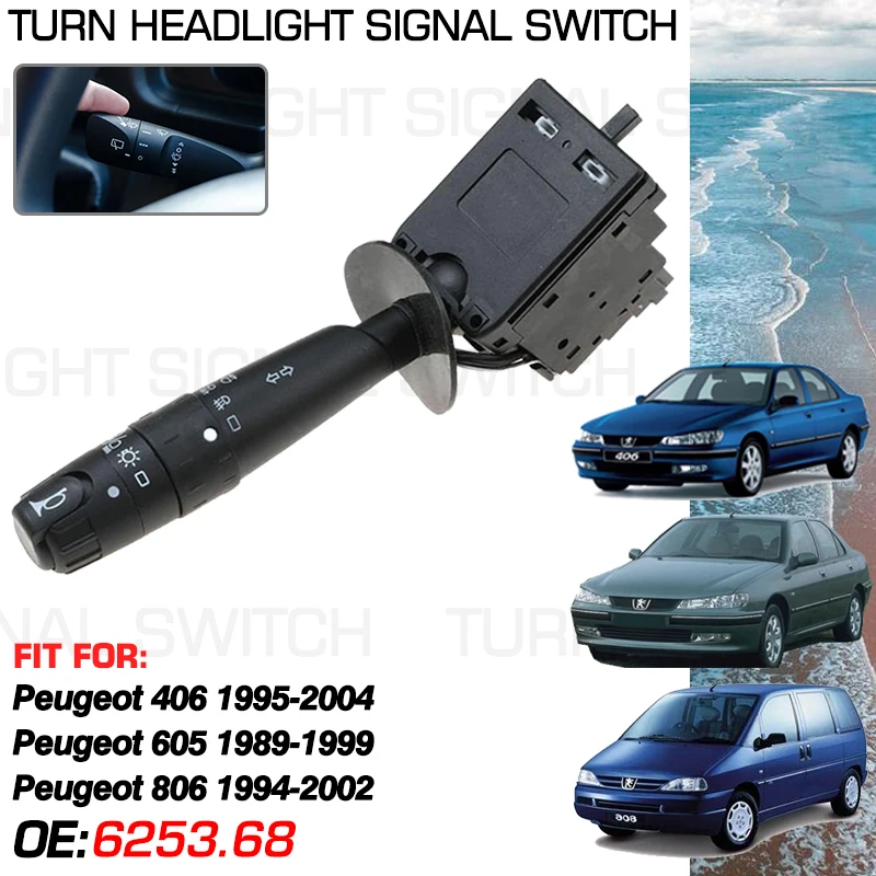 Car Headlight Stalk Switch For Peugeot 406 1995-2004 Peugeot 605 1989-1999 Peugeot 806 1994-2002 6253.68 96251931ZL 251260 Parts