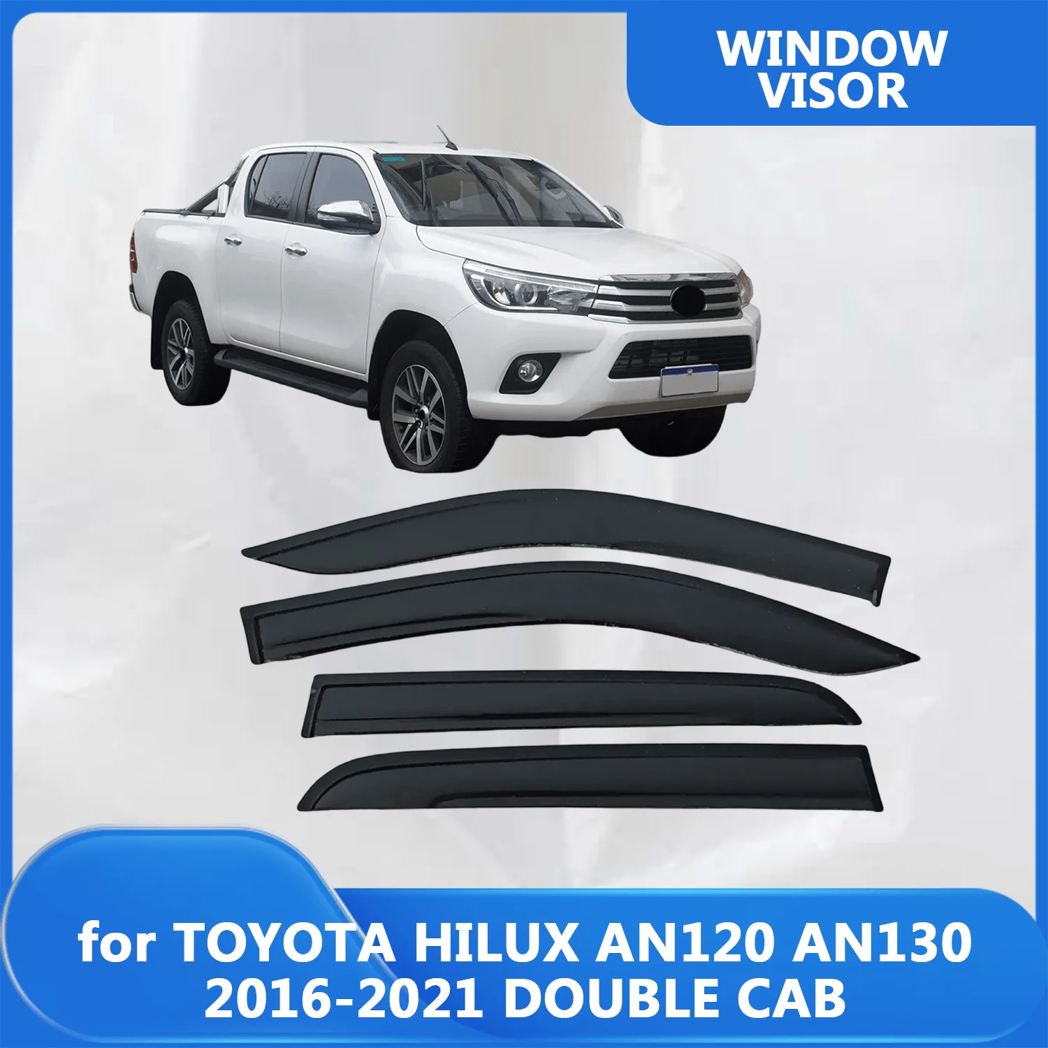 

Window Visor for TOYOTA HILUX AN120 AN130 2016 2017 2018 2019 2020 2021 DOUBLE CAB Wind Deflectors Rain Guards Door Visor Vent