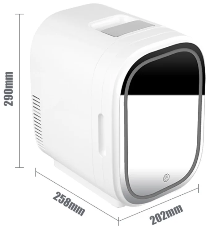 ثلاجة مستحضرات التجميل المحمولة سعة 8 لتر - مبرد تجميل صغير مع مرآة LED للعناية بالبشرة (12 فولت، وردي، قابل للتخصيص، استخدام غرفة النوم/المكتب) ​