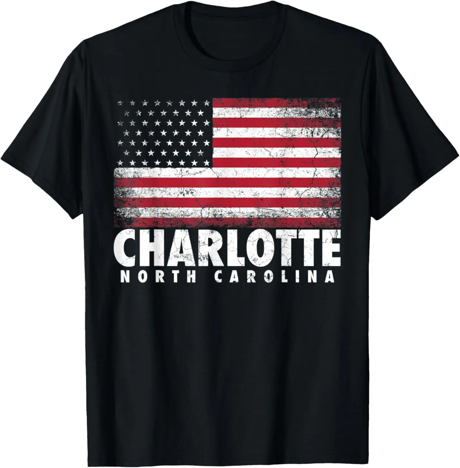 

4th of July Charlotte North Carolina NC American Flag USA T-Shirt