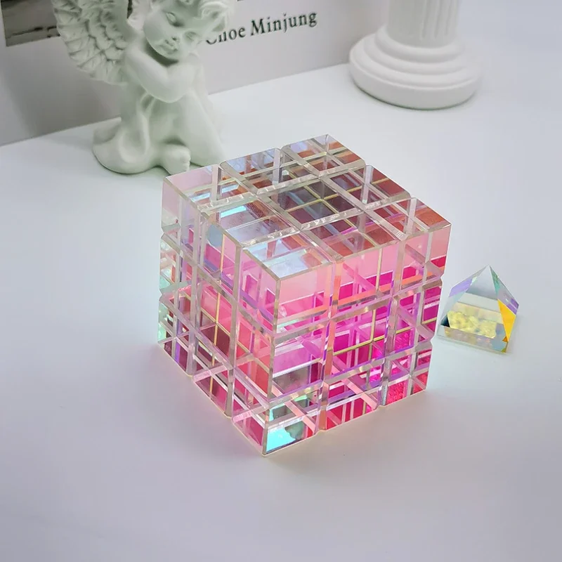 

Sun Catcher Magic Cubes Cube Glass Colorful Desktop Decoration Magic Color