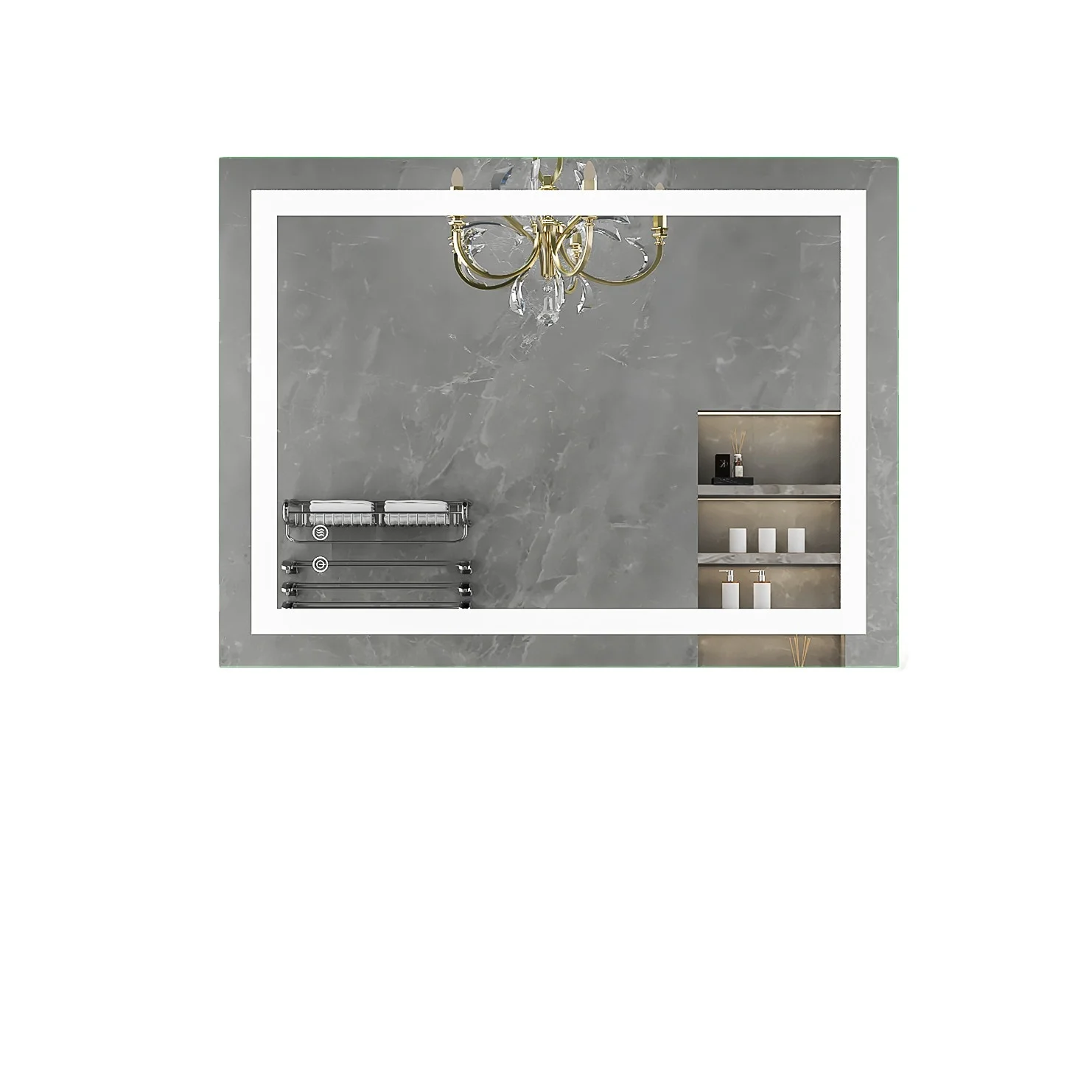 

Роскошное прямоугольное большое зеркало с подсветкой для стиральной комнаты, настенное противозапотевающее умное зеркало для ванной комнаты