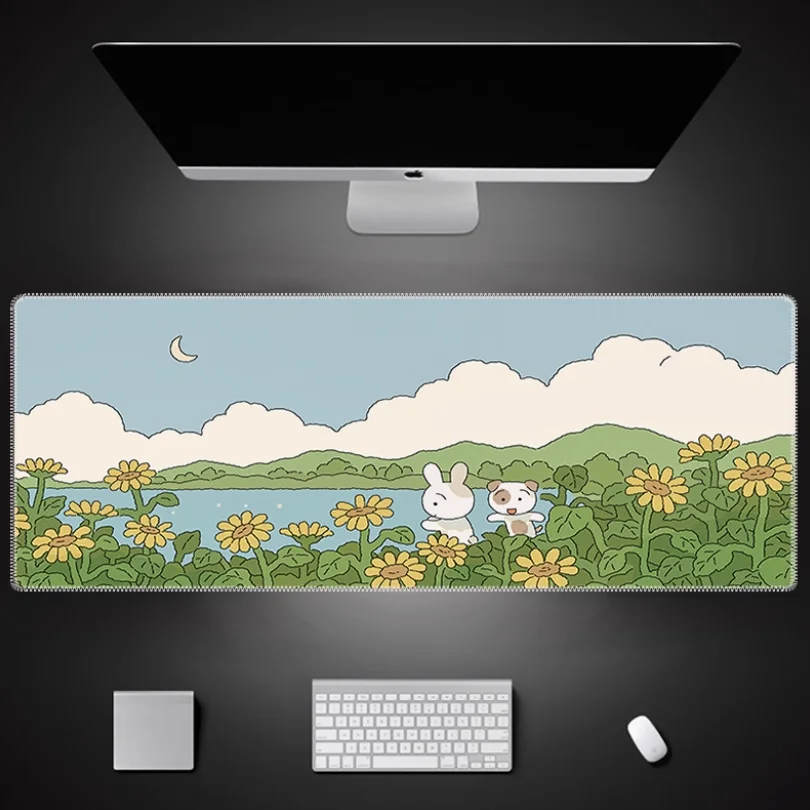 Mouse Pad Green Kawaii Gaming Pad on The Table Setup Gamer Accessories Anime Mouse Mats Table Mat Mouse Carpet Rug Keyboard Rug