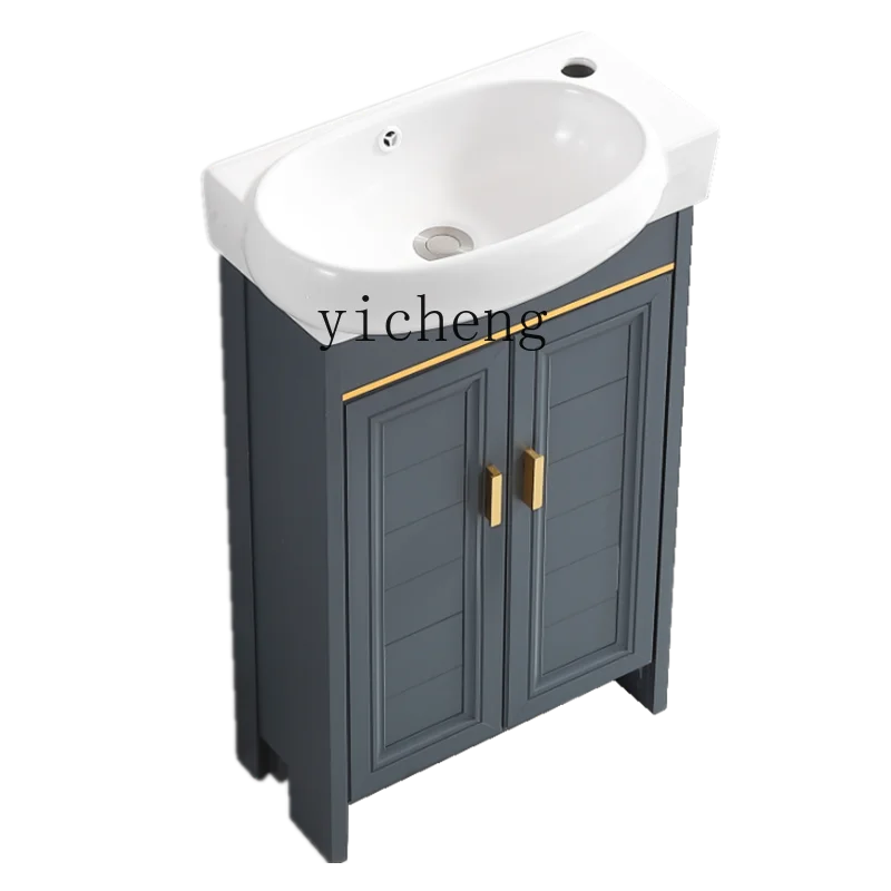 

YY Floor-Type Small Size Bathroom Cabinet Combination Washbasin Bathroom Ceramic Basin