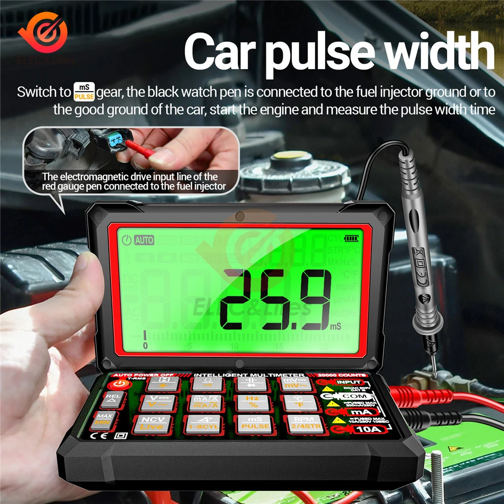 623 Smart Car Multimeter Repair Tester Built-in Rechargeable Lithium Battery 20000 Count Voltmeter Multitester Meter Tools