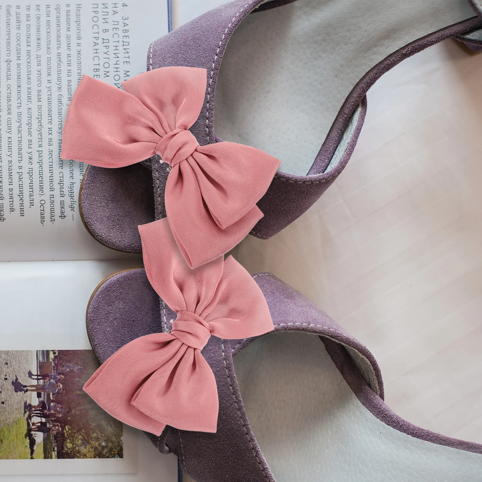 

Retro Shoe Clips Decorative Bow Fabric Pink Bridal S Heels Embellishments Reusable Wedding Accessories Shoe Jewelry