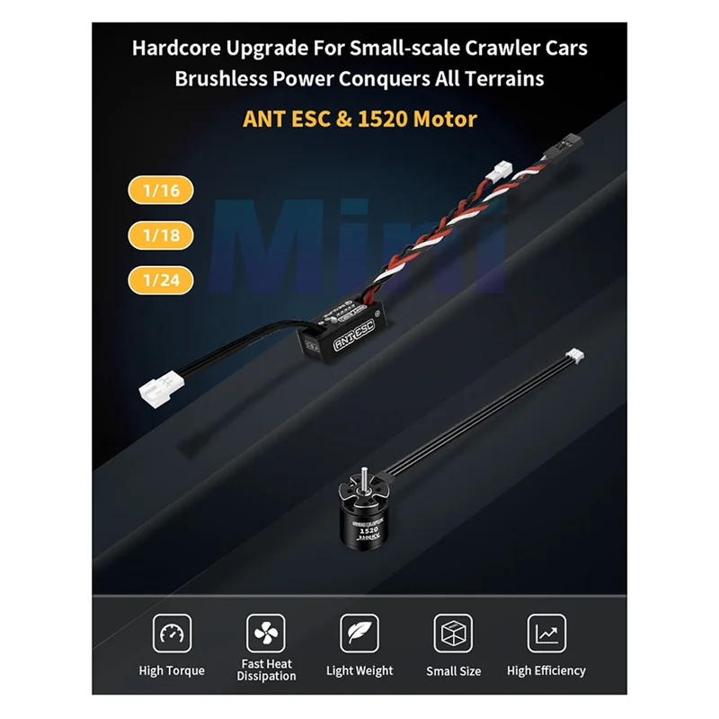 N33R-Sequre Ant Esc 1520 Motor 2-3S High Performance Outer Rotor Brushless Power Kit Small Size Suitable For Rc Climbing Car