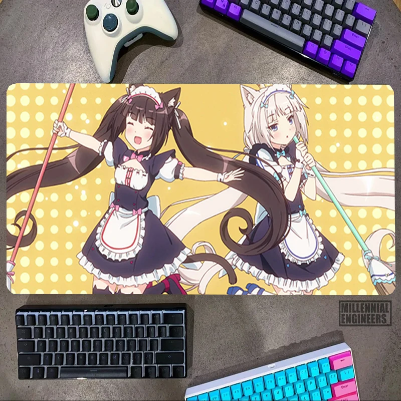 Kawaii Anime Game NEKOPARA Mouse Pad Desk Mat Keyboard Mousepad Gamer Office Accessories Big Mousepepad Gaming Mats Extended Xxl