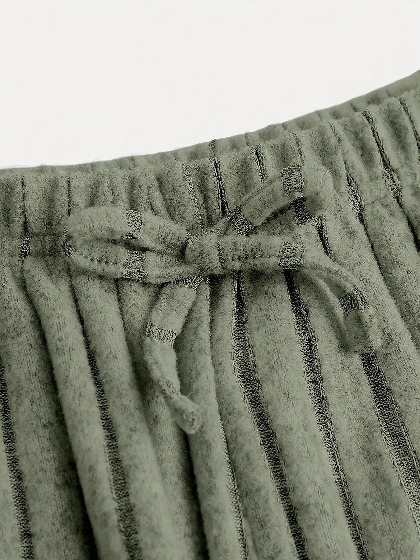 Zweiteiliges Outfit für Kinder und Mädchen, geripptes, ärmelloses Crop-Top aus Strick und Hose mit Kordelzug, hoher Taille und weitem Bein, Freizeitset – Detail 4