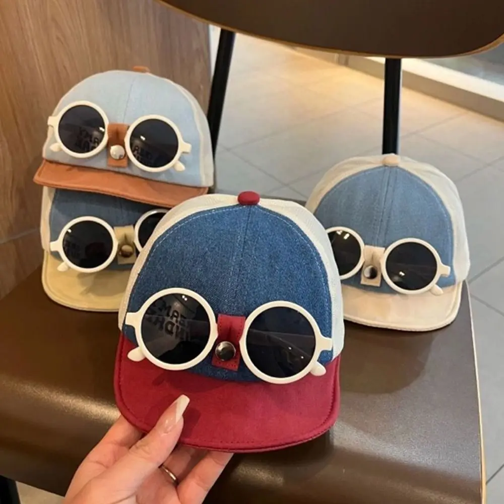 

Детская бейсболка со съемными солнцезащитными очками, складная конструкция, сетчатый материал, кепка с мягким козырьком, детская шляпа от солнца