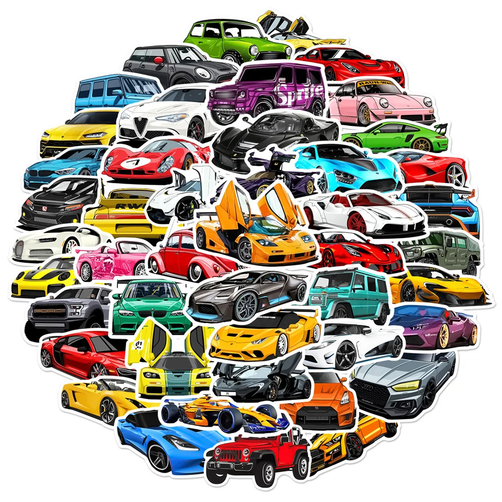 10/30/50PCS Cartoon New Cool Sports Car Personalized Graffiti Creative Sticker Desk Guitar Computer Waterproof Sticker Wholesale