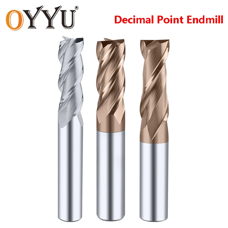 OYYU Carbide HRC50 HRC55 2F 4F 3F Decimal Point Endmills Milling Cutter End Mill Tungsten Steel Alloy CNC 1.1 1.9 3.1 4.1 5.1mm