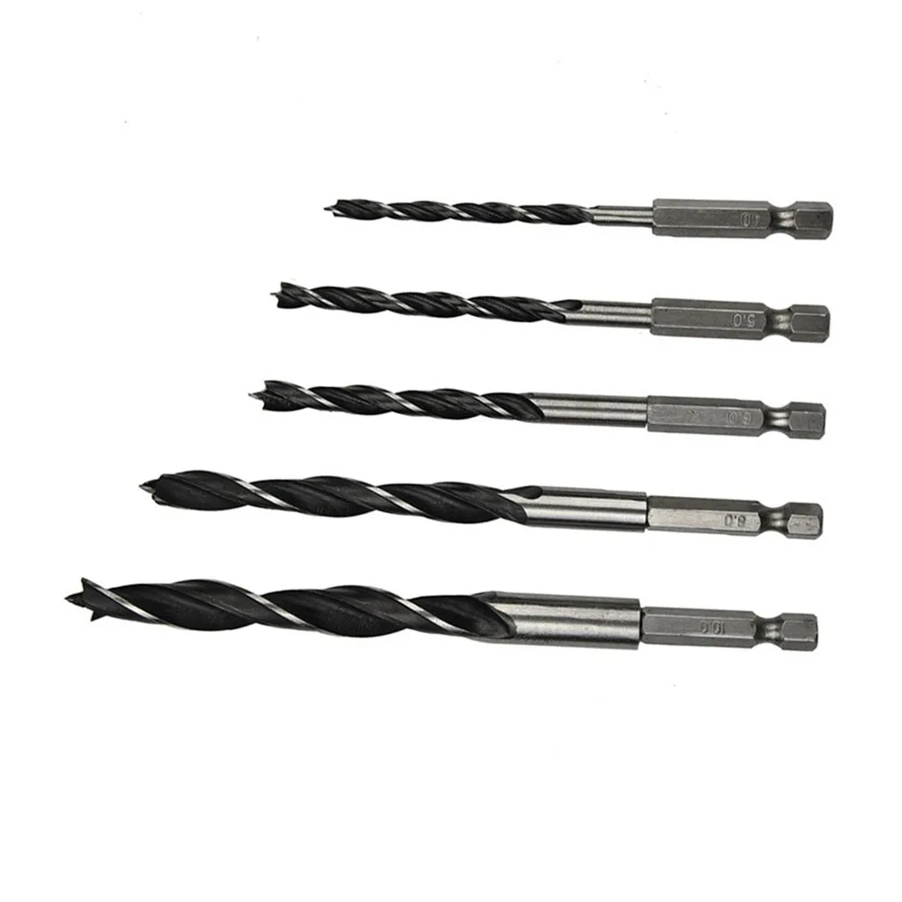 

5 pcs Woodworking Drill Bits Set 4-10mm High Speed Steel Split Point Shank Twist Drill for Metal Cutting Hand Tools