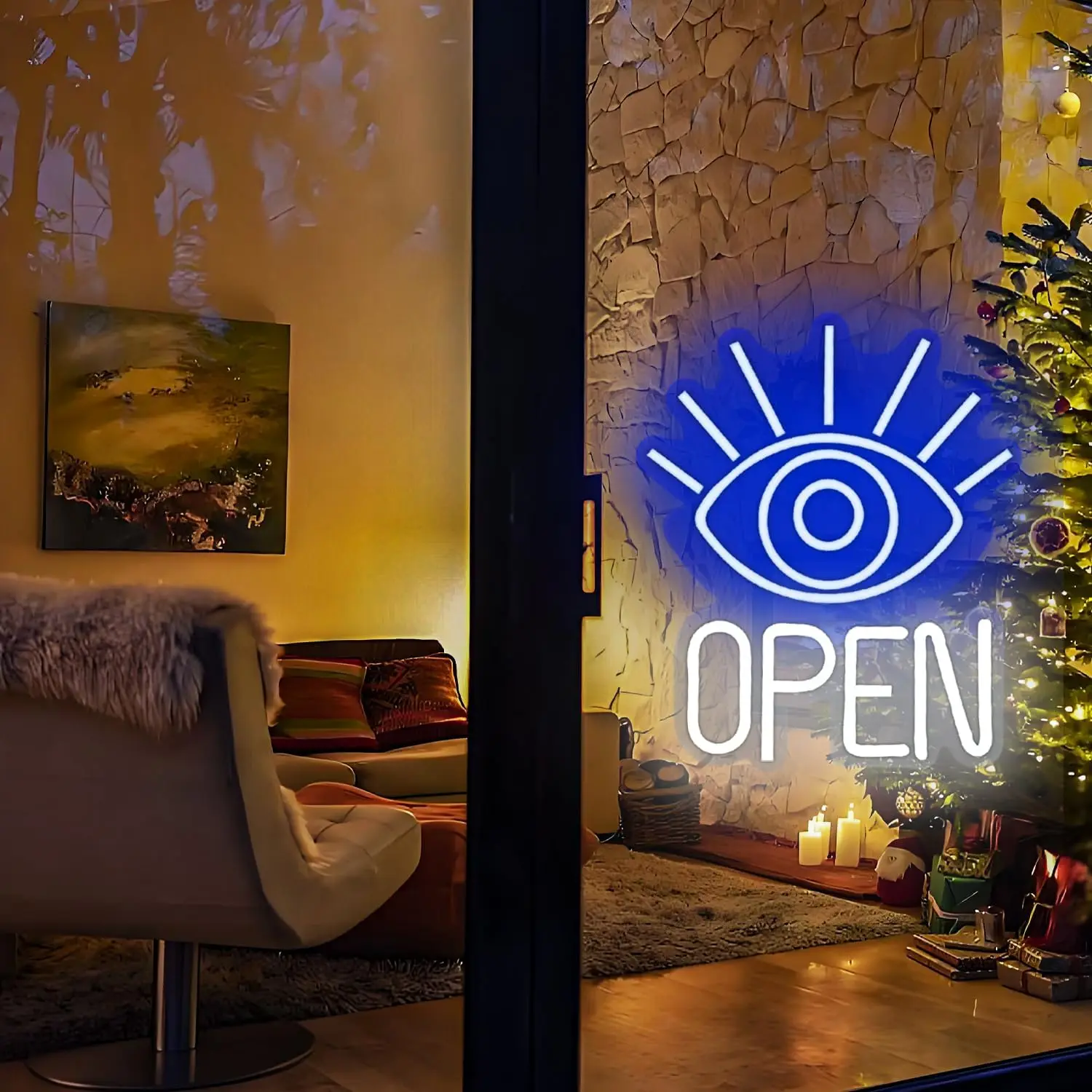 Eyes Open Neon Sign LED Neon Light for Business Bar Lash Shop Eyedrops Store Hotel Door Decor Christmas Halloween Birthday Gift
