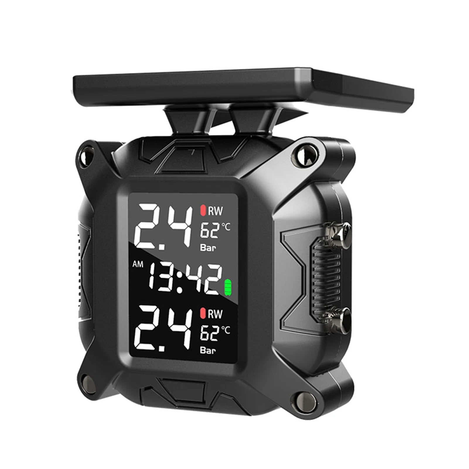

Система контроля давления в шинах TPMS для мотоциклов, солнечная беспроводная зарядка, IP67, водонепроницаемая, с 2 внешними датчиками TPMS